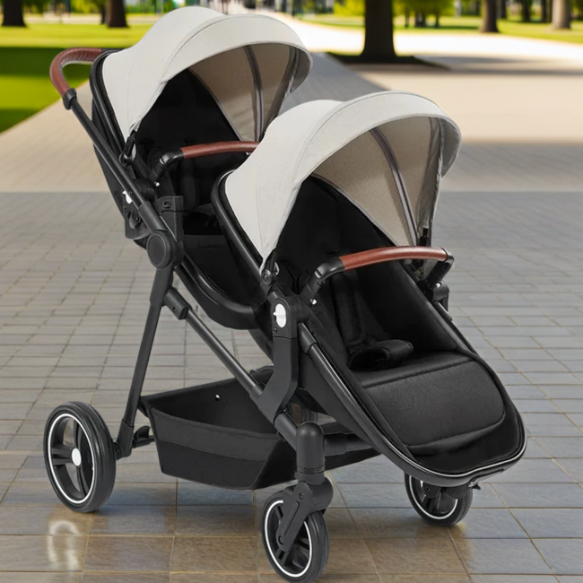 double-poussette-pliable-et-legere-gris-clair