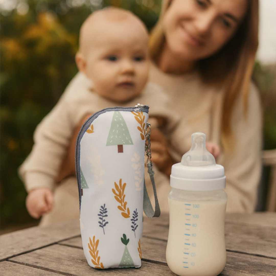 Porte-biberon Isotherme Thermobaby - 1 Litre, Made In France - Gris Chiné, Idéal Promenades Et Voyages