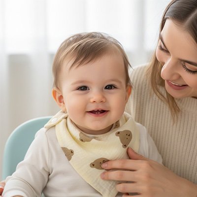 Bavoir bandana en gaze de coton
