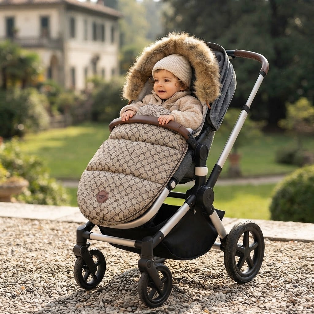 Chancelière poussette hiver Antartika™ installée sur poussette