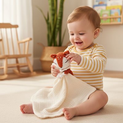 Doudou renard hochet amusant