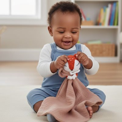 Doudou renard hochet drole