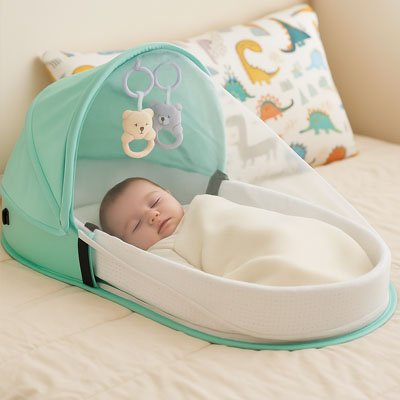 Lit bebe de voyage turquoise