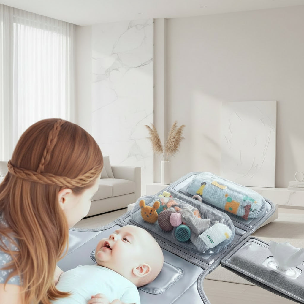 Coussin en mousse integre et rembourrage epais offrant un couchage doux et confortable pour la tete de bebe pendant le change