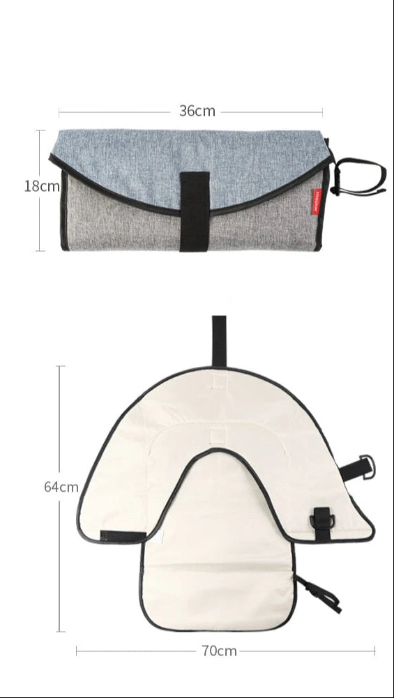 Fiche technique montrant les dimensions du matelas plie et deplie ainsi que sa composition en polyester leger.