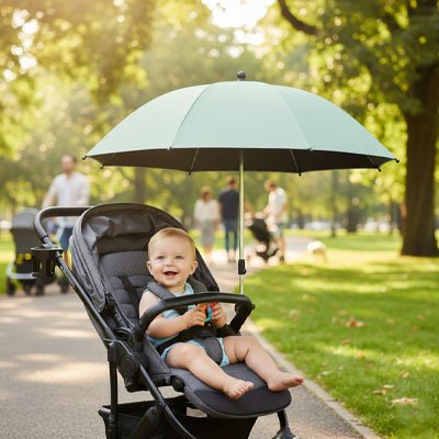 Ombrelle pour poussette​ universelle verte