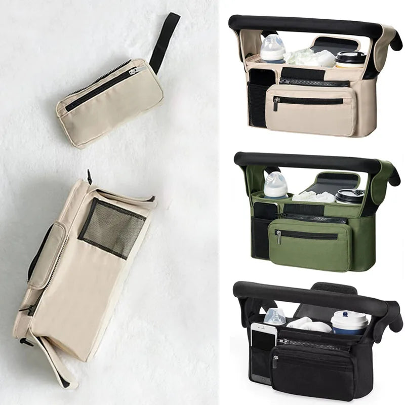Chaque organisateur est livre avec une pochette amovible zippee, presentee ici dans les trois coloris disponibles.