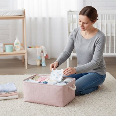 Panier rangement bebe rose