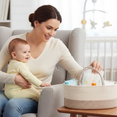 Panier rangement bébé style osier