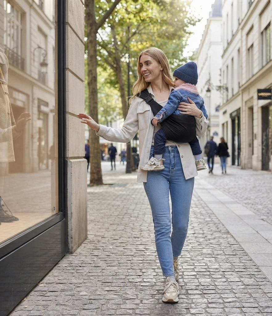 Porte bébé hanche pratique sorties courtes
