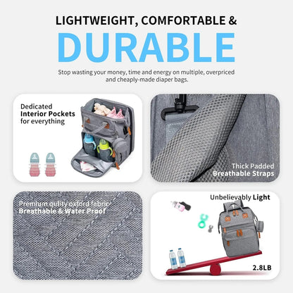 Sac fabrique en tissu oxford impermeable avec bretelles matelassees respirantes, ne pesant que 2,8 livres pour un confort de portage optimal.