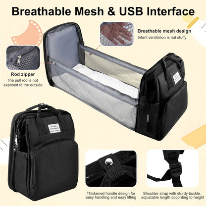 Lit bebe deplie avec parois en maille respirante et tige de rod dissimulee assurant une bonne ventilation pour la sieste de l'enfant.