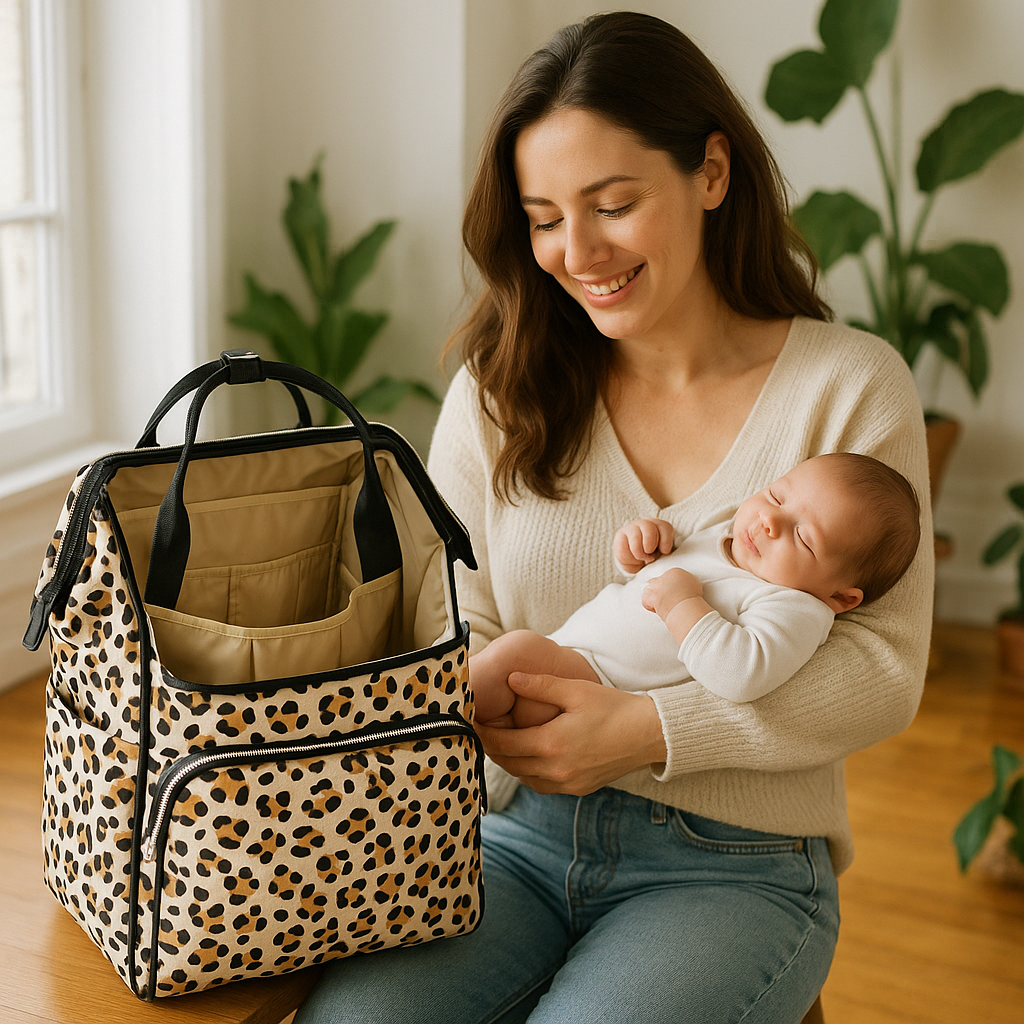 sac a langer leopard mere bebe interieur lumineux