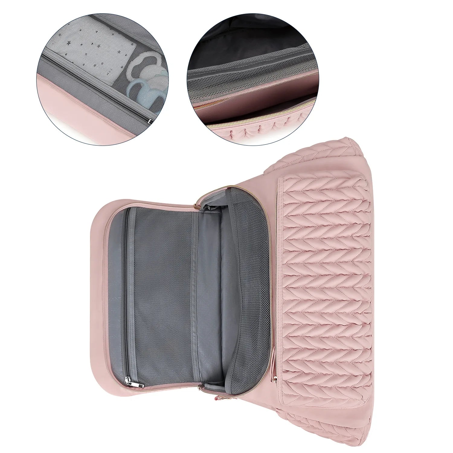 Ouverture large du sac a langer revelant plusieurs compartiments mesh pour organiser facilement les affaires de bebe