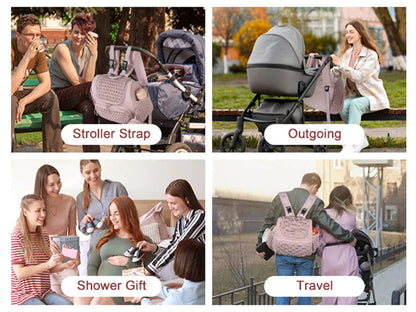 Le sac a langer rose accompagne les parents en promenade, en voyage et comme cadeau de naissance ideal pour une future maman.