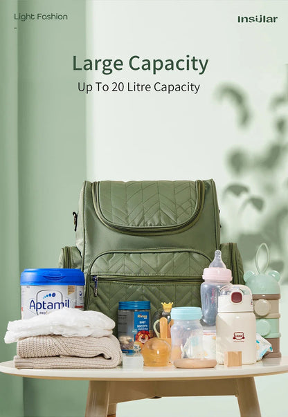 Visuel mettant en avant la grande contenance de 20 litres pour transporter tout le necessaire de bebe.