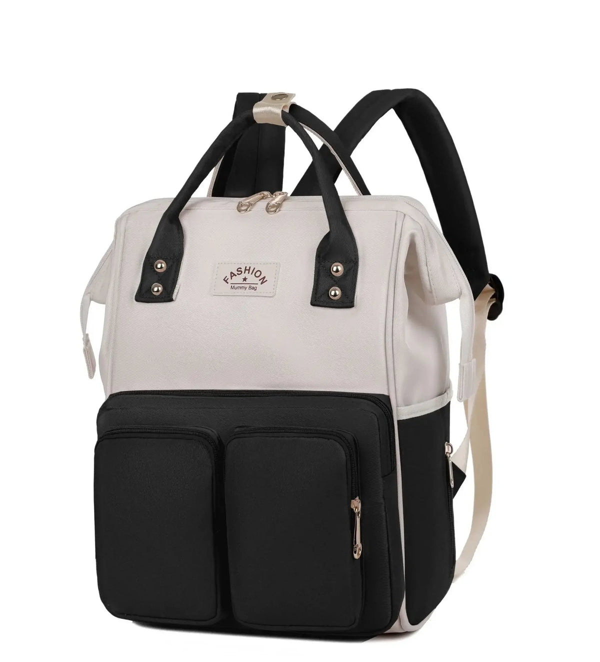 Version noir et ecru du sac a langer a dos, un choix sobre et polyvalent qui convient aussi bien aux mamans qu'aux papas.