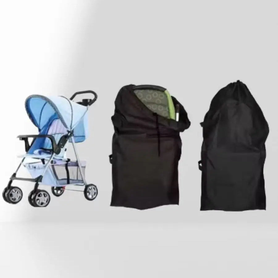 Le sac accueille facilement votre poussette une fois pliee